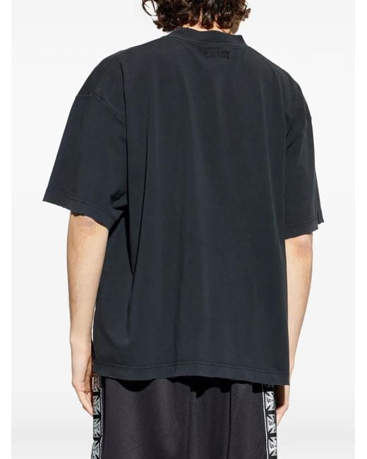 Vetements Blue Graphic Distressed T-Shirt for men