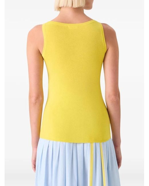 Akris Punto Yellow Scoop-Neck Top