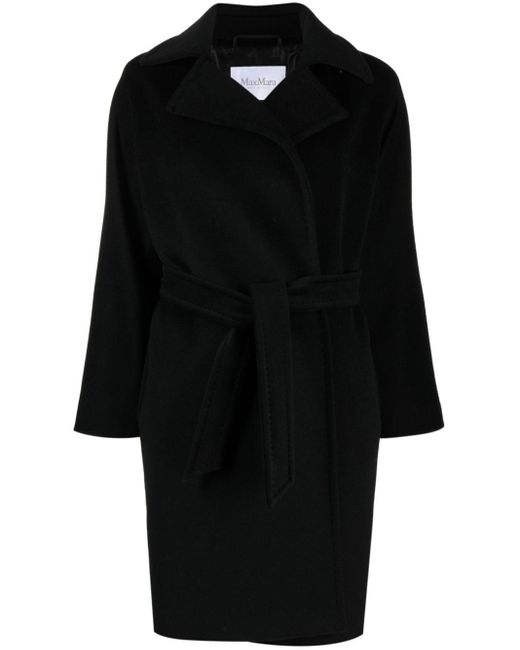 Max Mara Black Estella Virgin Wool-blend Belted Coat