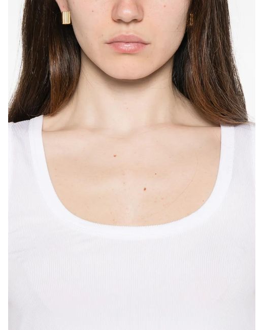 Marella White Ribbed Tank Top