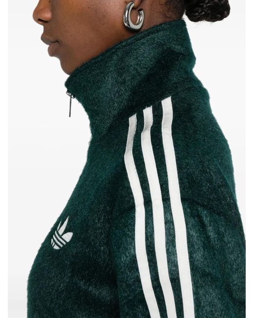 Sudadera a rayas con cremallera Adidas de color Green