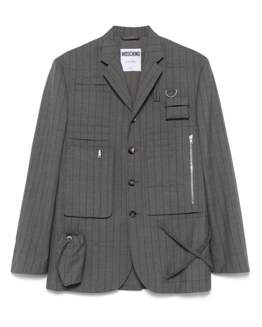 メンズ Moschino グラフィック ストライプ ジャケット Gray