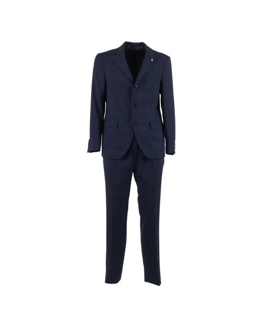 Luigi Bianchi Blue Buttoned Suit for men