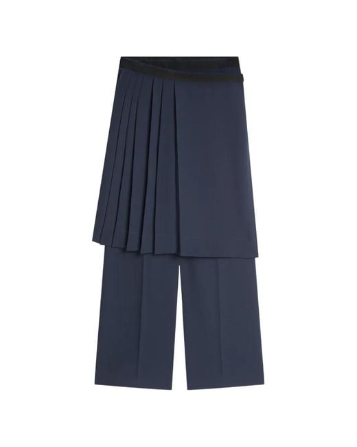 Dries Van Noten Blue Pleated Layered Trousers