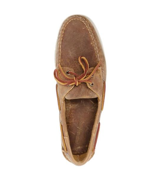 Sebago Brown Leather Boat Shoes for men