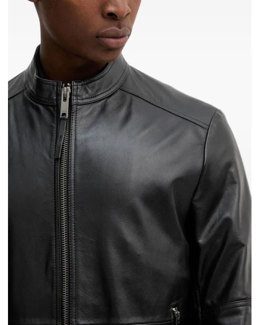 HUGO Lederjacke Mit Reißverschluss in Black für Herren