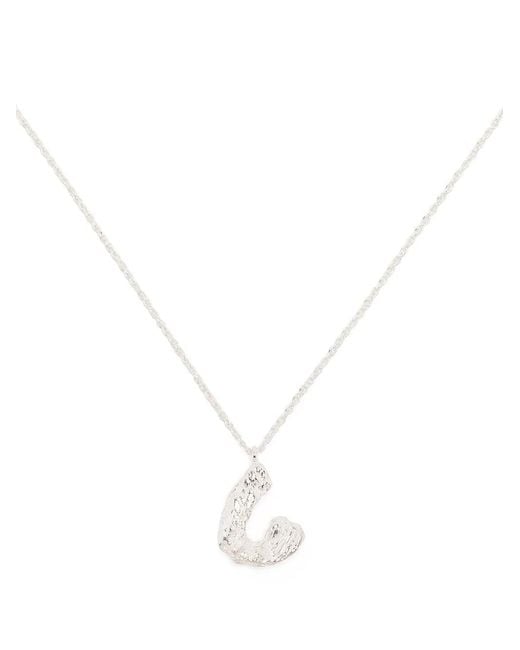 Loveness Lee White C Alphabet Pendant Necklace