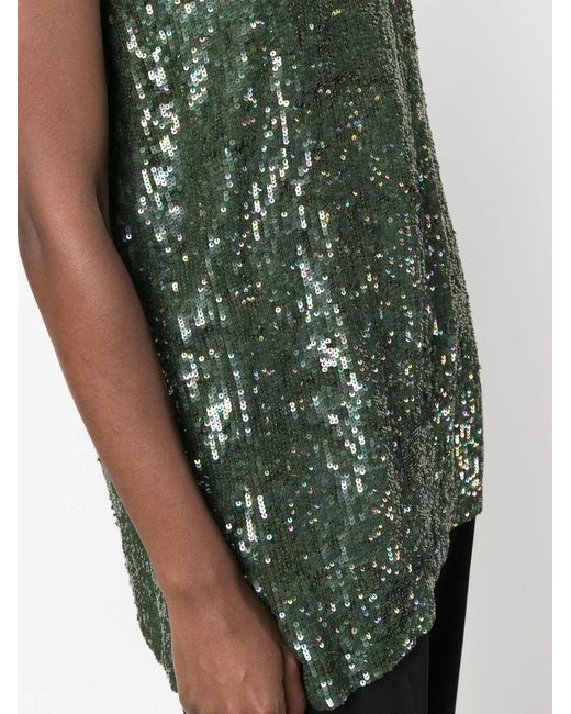 P.A.R.O.S.H. Green Sequin-Embellished Sleeveless Top