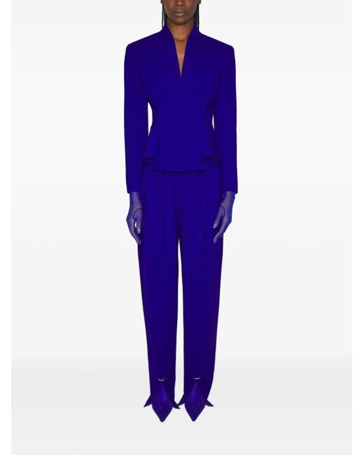 Mugler Blue Pleated Split-Hem Trousers