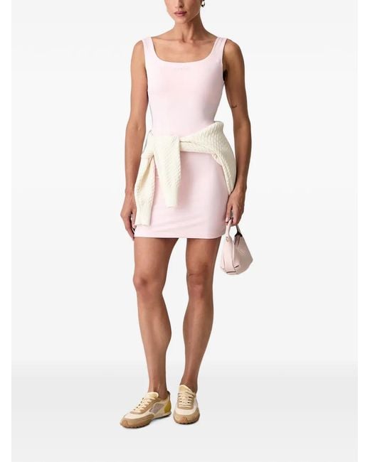 Guess White Logo-Embellished Scoop-Neck Mini Dress