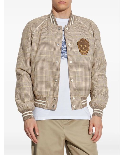McQueen White Checked Bomber Jacket for men