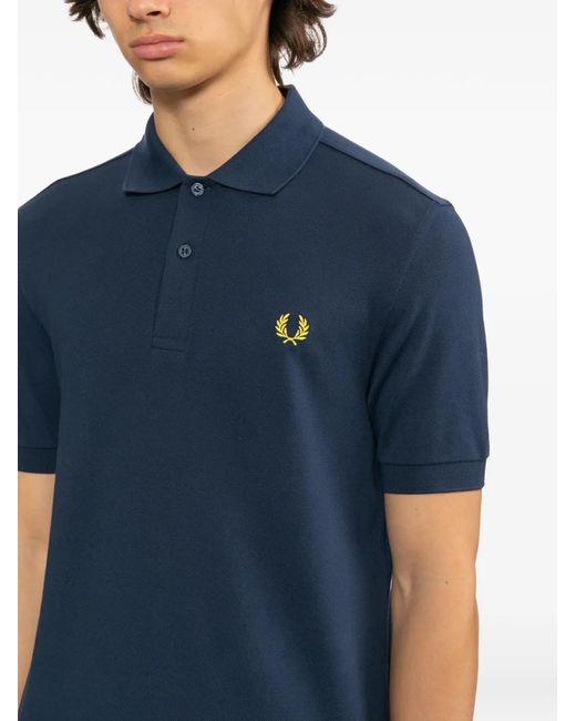 Fred Perry Blue Logo-Embroidered Polo Shirt for men