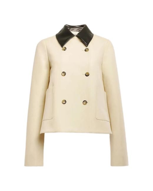 Altuzarra Natural Double-Breasted Contrast-Collar Jacket