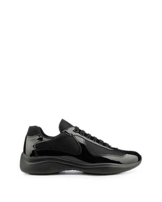 Prada Black America's Cup Patent-Leather Sneakers for men