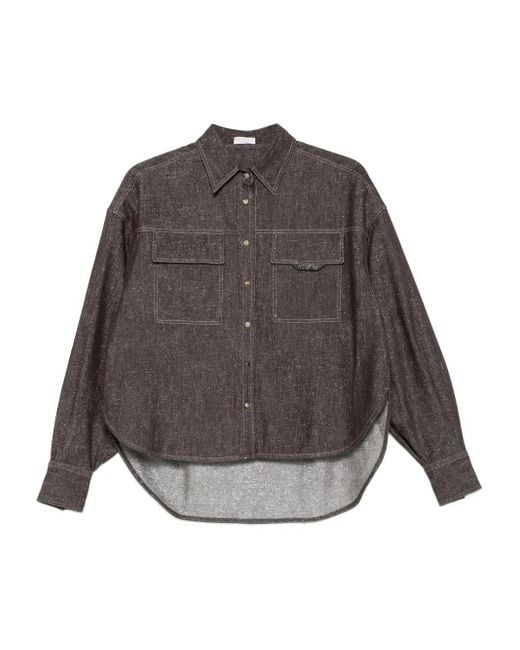 Brunello Cucinelli ダブルポケット デニムシャツ Gray
