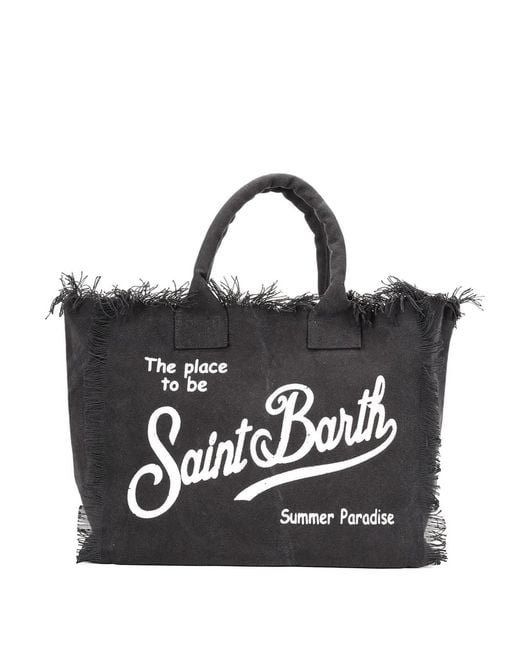 Mc2 Saint Barth Black Logo-Print Tote Bag