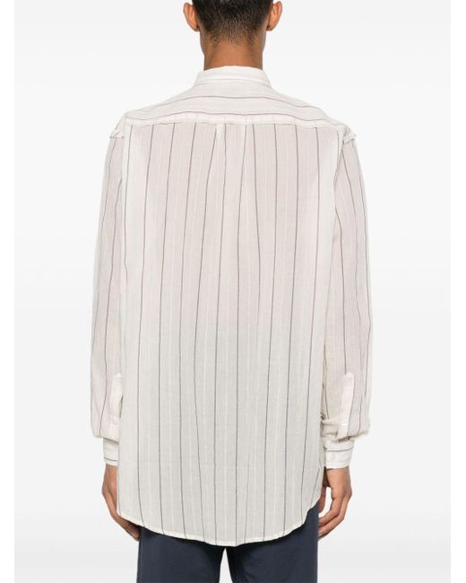 Paura White Erzin Stripe-pattern Cotton Shirt for men