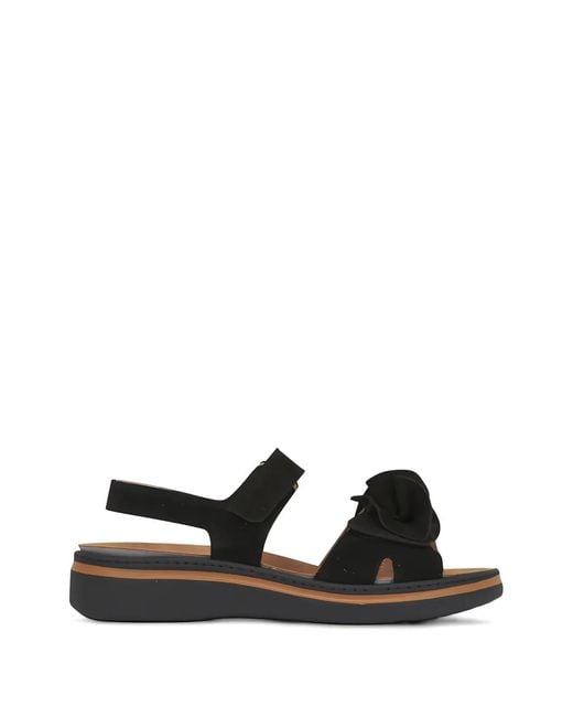 Ron White Black Frances Ruffled Sandals