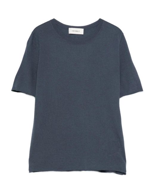Lisa Yang Blue Cashmere Crew-Neck T-Shirt