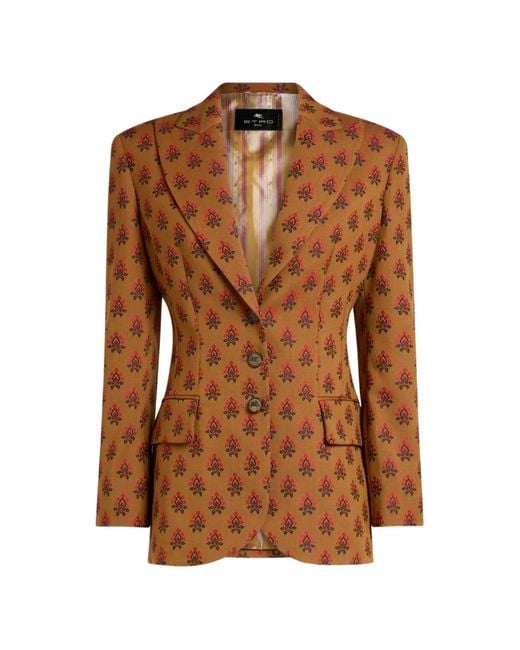 Etro Brown Jacquard Embroidered Jacket