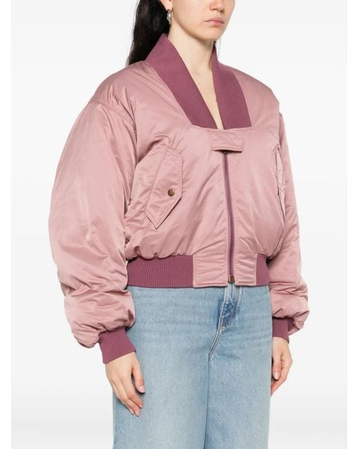 Chloé Pink Zip-Up Cropped Bomber Jacket