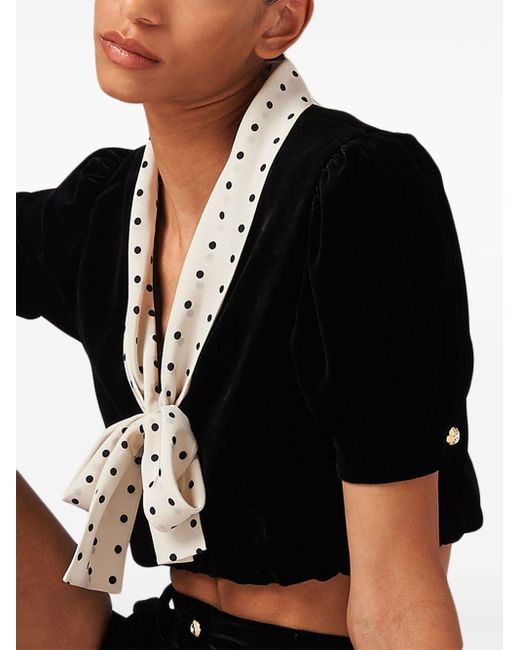 Miu Miu Black Velvet Cropped Blouse