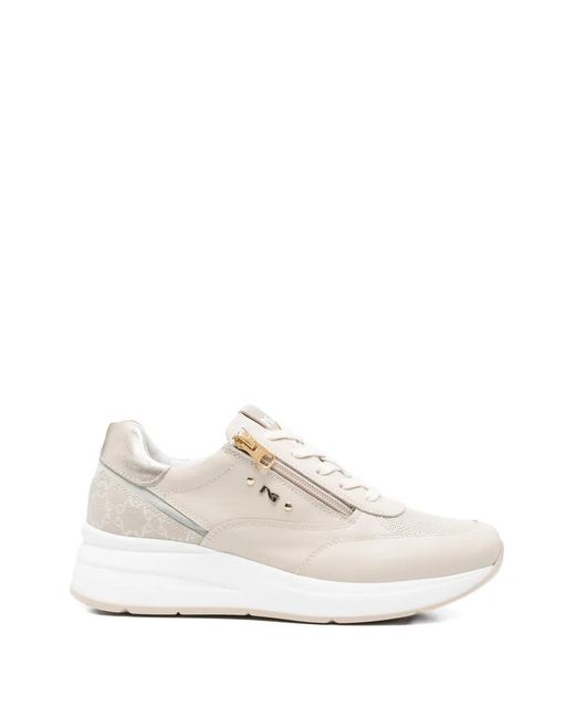 Nero Giardini White Zip Leather Sneakers