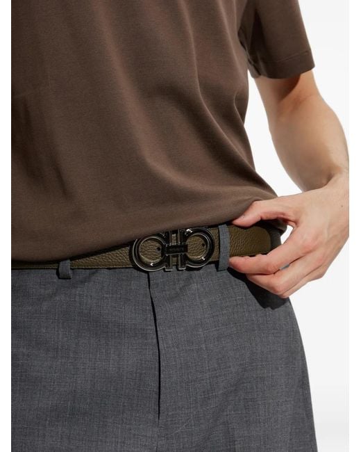 Ferragamo White Reversible And Adjustable Gancini Belt for men