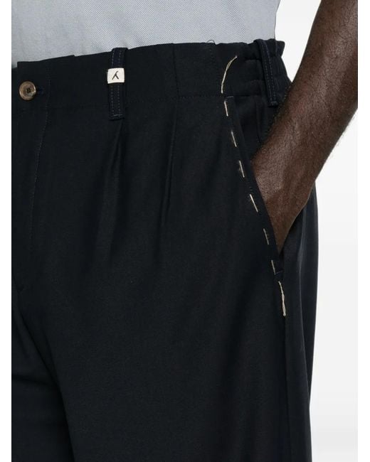 Myths Blue Pleated-Front Wide-Leg Trousers for men