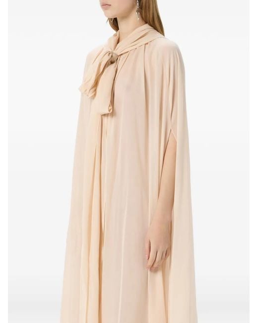 Blumarine White Hooded Cape Dress