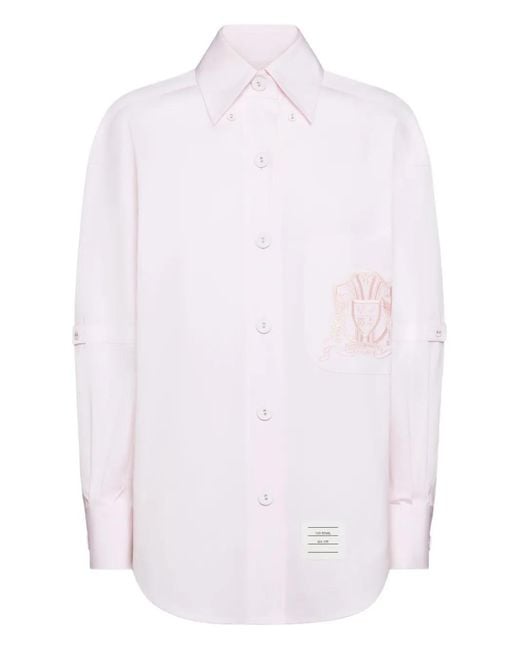 Thom Browne White Crest Embroidery Shirt