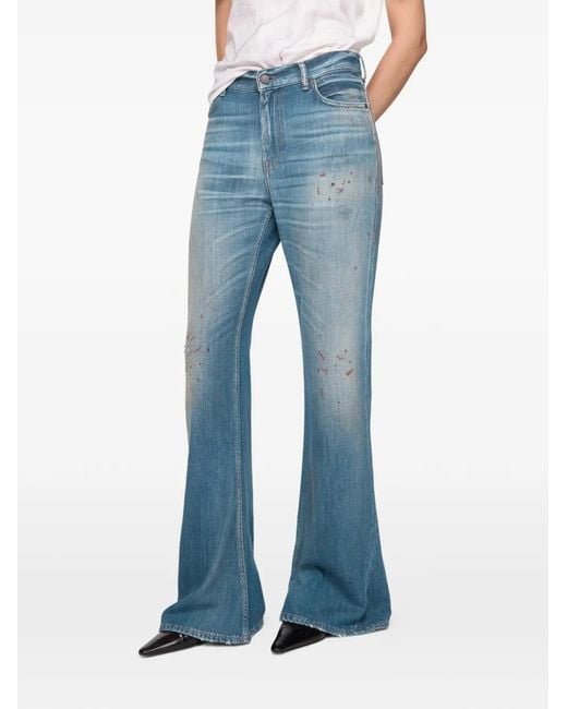 Acne Blue Flared Patch Trousers