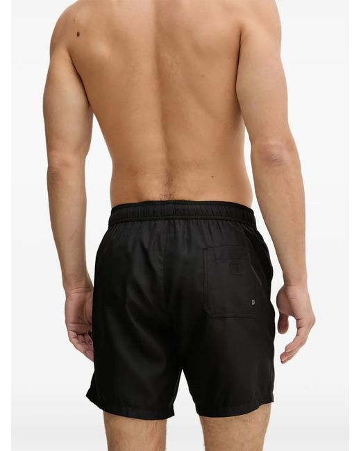 Trussardi Black Logo-Print Drawstring Swim Shorts for men