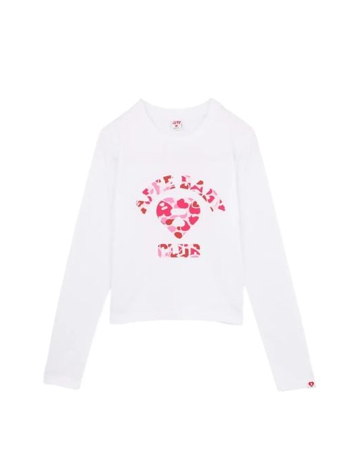 AAPE BY A BATHING AP White Heart Logo T-Shirt