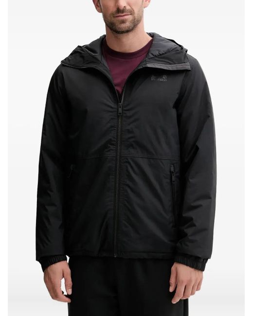 Jack Wolfskin Black Hooded Zip-Up Jacket for men