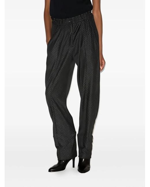 Isabel Marant Black Herringbone-Pattern Elastic-Waist Trousers