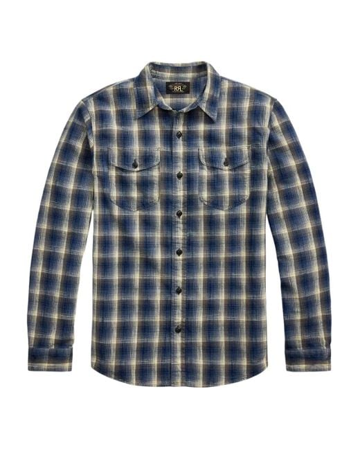 メンズ RRL チェック シャツ Blue