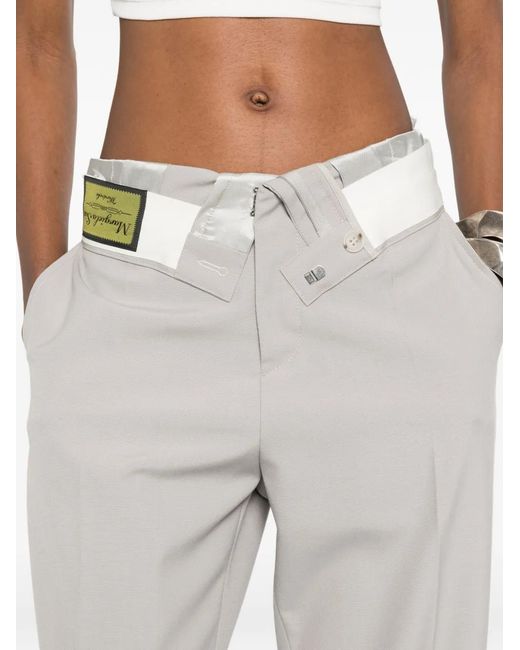 MM6 by Maison Margiela White Asymmetric-Waistband Trousers