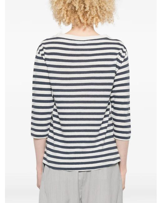 Majestic Filatures Blue Striped T-Shirt