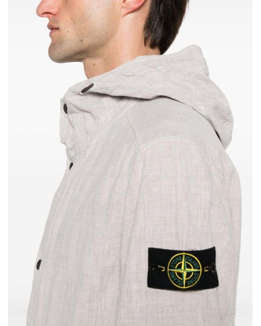 Stone Island Gray Compass-badge Hooded Jacket for men