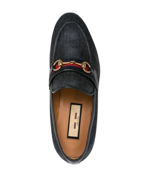 Gucci Black Horsebit-detail Denim Loafers for men