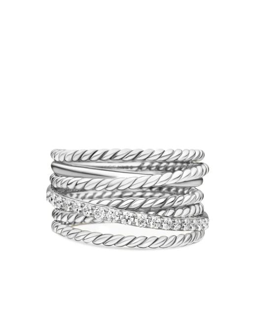 David Yurman Crossover ダイヤモンド リング 12mm スターリングシルバー White