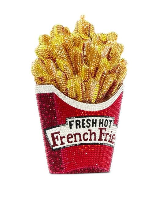 Judith Leiber White French Fries Crystal-Embellished Clutch