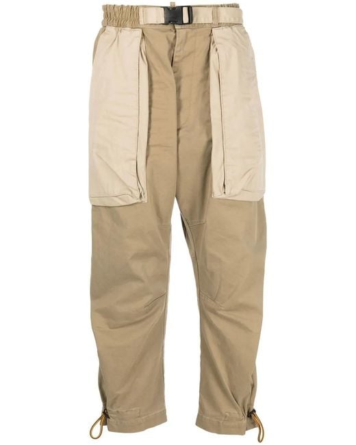 DSquared² Natural Belted-Waist Cropped Trousers for men