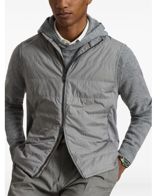 Ralph Lauren Gray Zip-Up Quilted Gilet for men