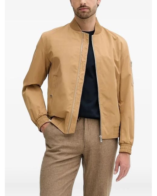 Boss Brown Embroidered-Logo Bomber Jacket for men