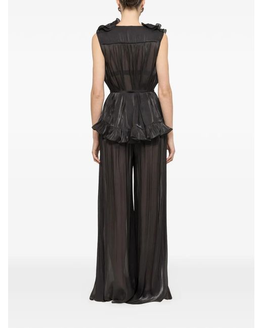 Nissa Black Ruffled Trousers