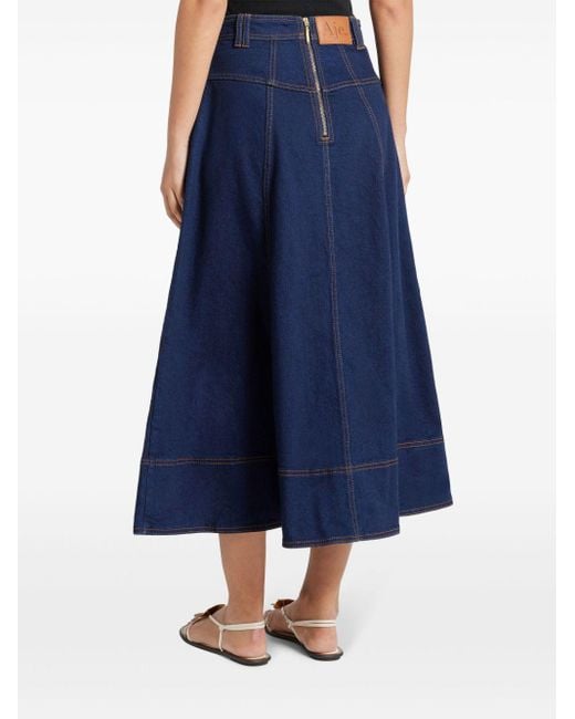 Aje. Blue Flared Denim Skirt