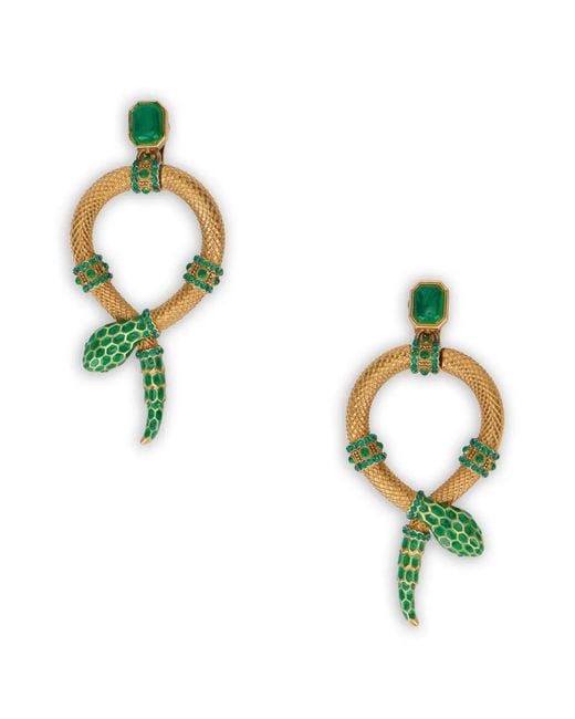 Roberto Cavalli Blue Boucles D'Oreilles Serpent Serties De Cristaux