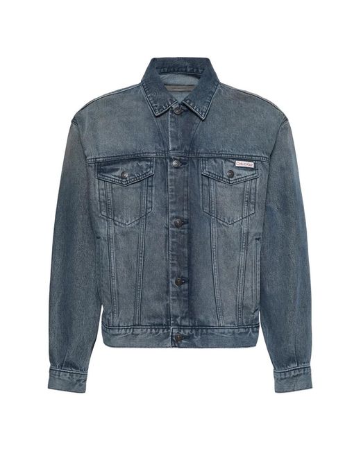 Calvin Klein Blue 90S Faded-Effect Denim Jacket for men